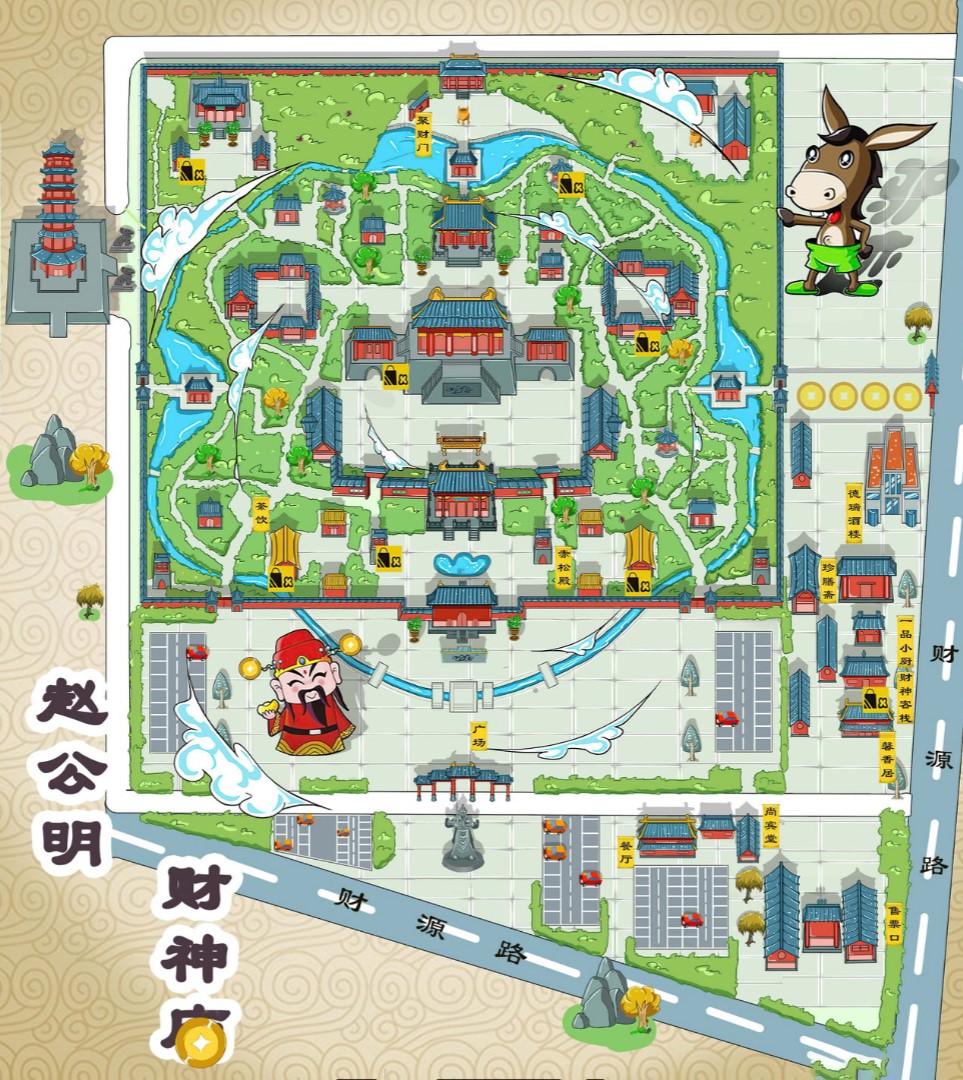 许昌寺庙类手绘地图